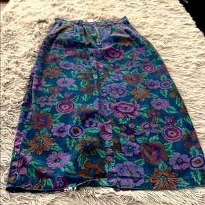 Vintage On the Verge A-line Skirt size 5/6 dark teal/purple floral